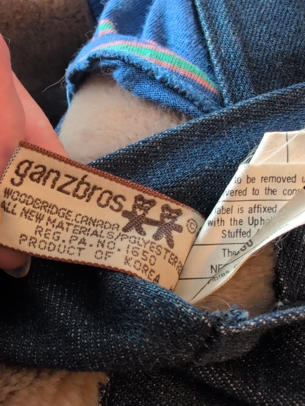 Vintage Ganz 1982 Wrinkles Moose Plush Hand Puppet Denim Overalls - Picture 13 of 15